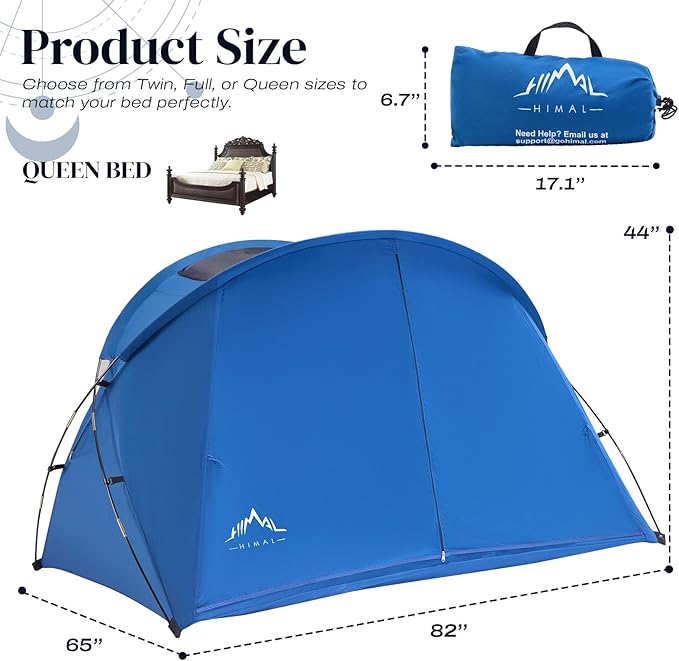 Bed Tent Canopy Queen, Blackout Portable Sleep Tent Easy Setup, Breathable Mesh, Privacy Curtains for Adults, Ideal for Indoor
