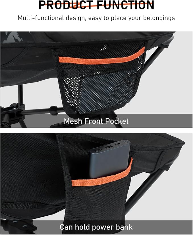 NOVSIGHT Camping Chairs - Folding Portable Camp Chair, High Back Camping Chair with Headrest, Outdoor Comfortable Camping Chair for Adults Hiking Backpacking