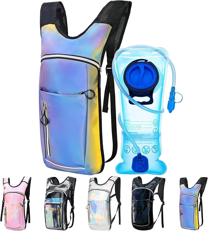 Hydration Backpack,Water Backpack with 2L Water Bladder,Festival Essential-Rave Hydration Pack,Lightweight Insulation Hydropack for Outdoor,Hiking,Running,Biking,Music Festival for Men Women