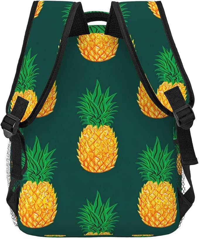 Polyester Daypack for Camping Travel Walking Cycling, Big Capacity Anti-Theft Multipurpose Bookbag, Pineapple Pattern Camping Outdoor Backpack
