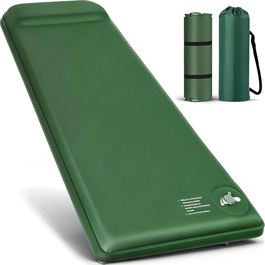Memory Sleeping Pad, 3.1" Self Inflating Sleeping Pad for Camping, Easy Inflate & Deflate, Portable Foam Mattress with Pillow, 9.5 R-Value Insulated Sleeping Mat for Backpacking, Car, Travel, Tent