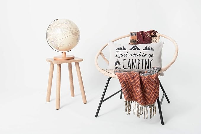 Hofdeco Decorative Lumbar Pillow Cover Heavy Weight Cotton Linen Spirit Quotes I Just Need to Go Camping Word 12"x20"