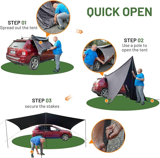 TIMBER RIDGE 19x9.8ft Retractable Car Awning with Blackout Coating, 186ft² Roof Rack Pull-Out Sun Shade Overland Camping, UPF50+ Waterproof Sun Shelter for Vehicle/Truck/Jeep/SUV/Van Grey