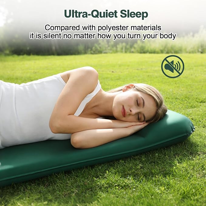 Self Inflating Sleeping Pad with Electric Pump, 3.15" Ultra-Thick Memory Foam Sleeping Mat with Pillow, 4-Season Camping Mattress with Pillow for Tent Car Travel