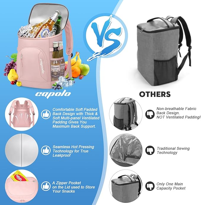 Capolo Cooler Backpack for Men Women Insulated Backpack Cooler Leak Proof Thermal Bag Beverage Soft Cooler Bag Lunch Backpack for Camping 30/45 Cans