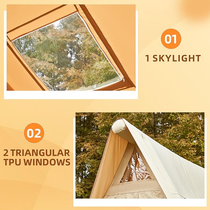 EROMMY 4/6/8/12 Person Inflatable Tent with Skylight, 4 Season Blow Up Tents with Hand Pump for Outdoor Camping & Hiking, Easy Set-up Windproof Sunproof Waterproof