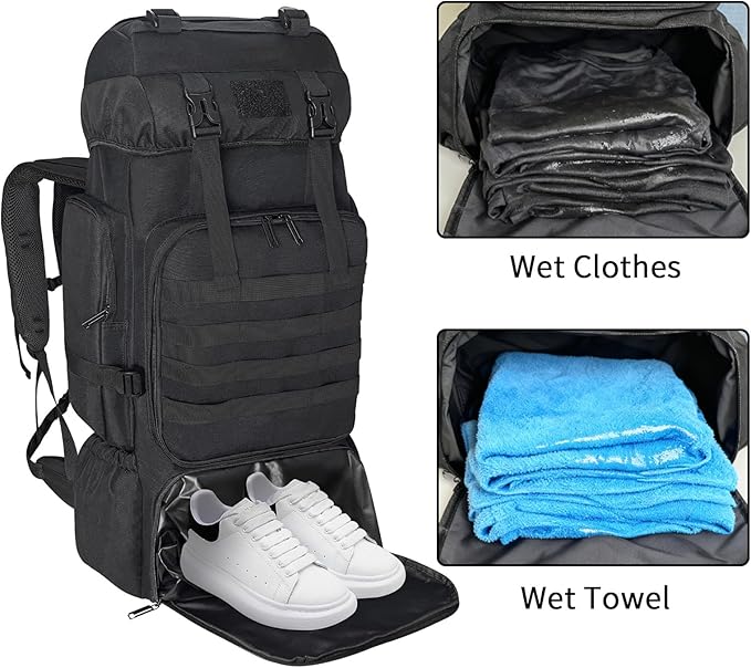 80L/100L Hiking Camping Backpack Outdoor Travel Climbing Rucksack Military Trekking Knapsack Molle 3 Days Assault Pack