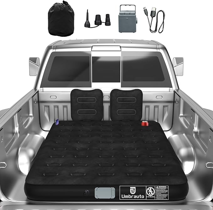 Umbrauto Air Mattress for 5.5-6.5 ft Short Bed Full-Size Trucks, Pickup Truck Airbed Mattress with Cordless Rechargeable Pump for Outdoor Travel