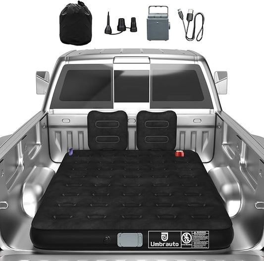 Umbrauto Air Mattress for 5.5-6.5 ft Short Bed Full-Size Trucks, Pickup Truck Airbed Mattress with Cordless Rechargeable Pump for Outdoor Travel