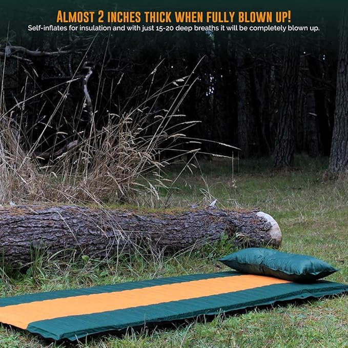 Camping Sleeping Pads and Camping Pillow Set - Ultralight Sleeping Pad for Camping, Backpacking Pad and Hiking Sleeping Pad- Ultralight and Packable Floor Sleeping Mat and Pillow Set