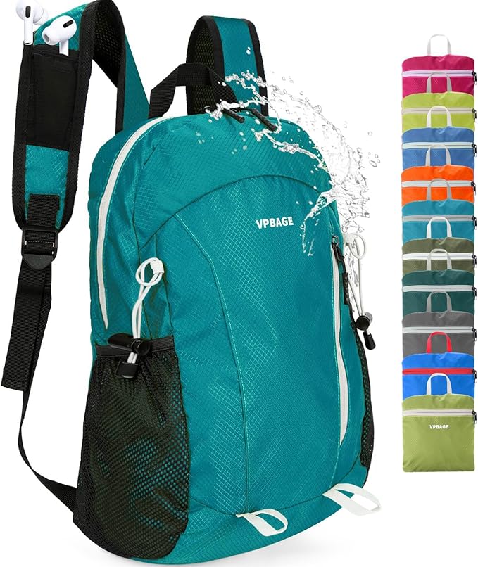 15L Water-resistant Hiking Daypack, Small Backpack Travel Outdoor, Lightweight Day Pack with Tool Loops