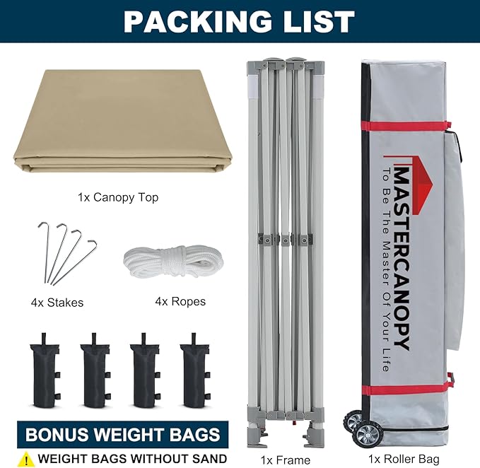 MASTERCANOPY Pop Up Canopy Tent Commercial Grade 10x20 Instant Shelter (Beige)