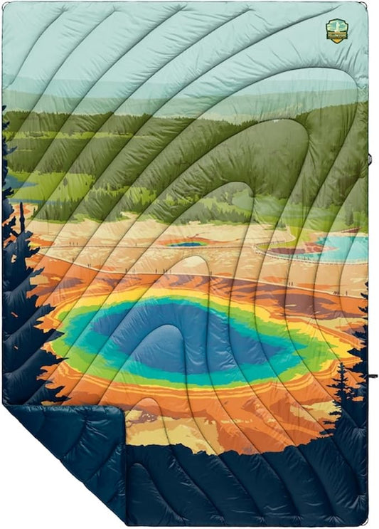 Rumpl Original Puffy Yellowstone National Park Blanket for Camping and Outdoors, V1, Yellowstone V1