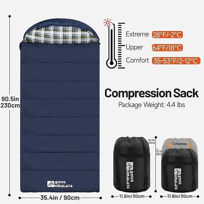 Cold Weather Flannel Sleeping Bags for Adults 0 Degree / -10 Degree, As a Blanket, Waterproof, Lightweight, Portable, Backpacking Camping Outdoor Travel Hiking