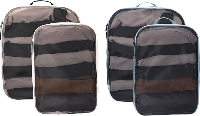 Thule Packing Cube Family Set, Includes 2 Large and 2 Medium Cubes, Transparent Fabric, YKK Zippers