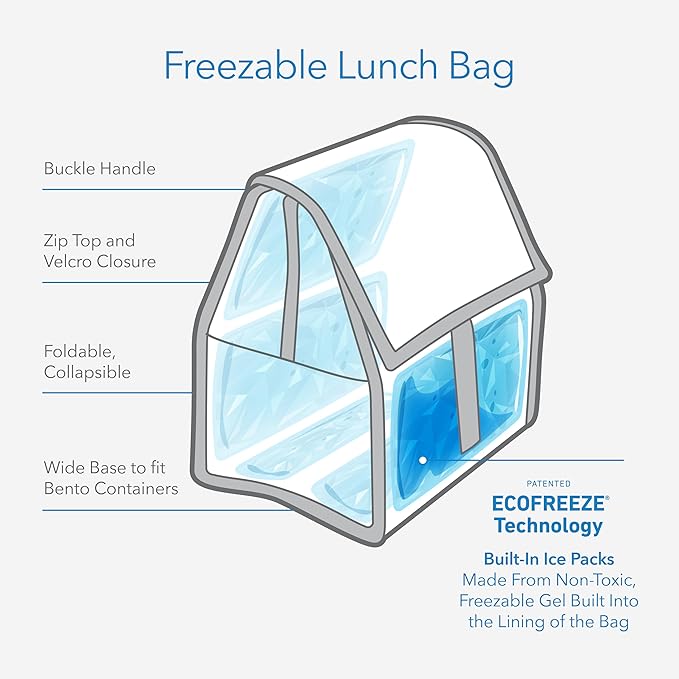 Packit® Freezable Lunch Bag, Almond, Built with ECOFREEZE® Technology, Foldable, Reusable, Zip and Fold Closure with Buckle Handle, Designed for Work Lunches and Fresh Lunch On the Go
