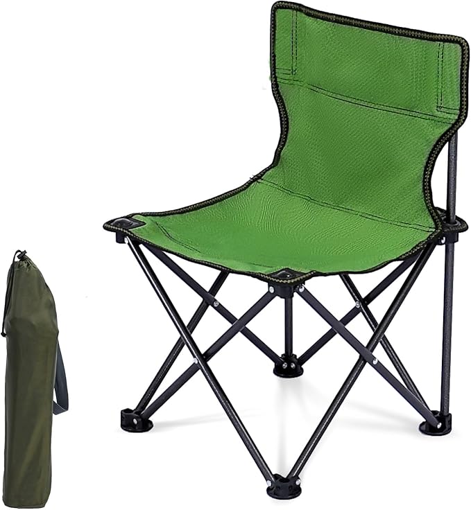 Kids Camping Chair, Kids Folding Chair for Outdoor, Lightweight Backpacking Chair, Armless Foldable Lawn Chair for Outdoor Camping Hiking Beach Sports and Picnic, Green, with Carry Bag