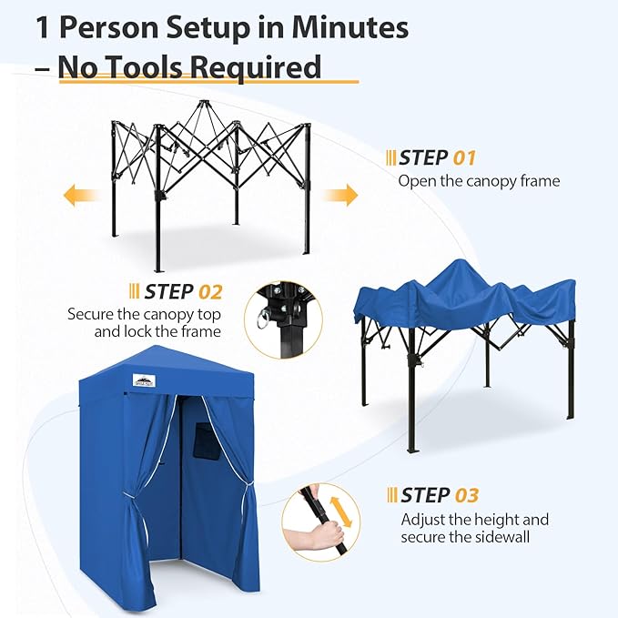 EAGLE PEAK Flex Ultra Compact 4x4 Pop-up Canopy, Sun Shelter, Changing Room, Portable Privacy Canopy Cabana for Pool, Fashion Photoshoots, or Camping, Blue