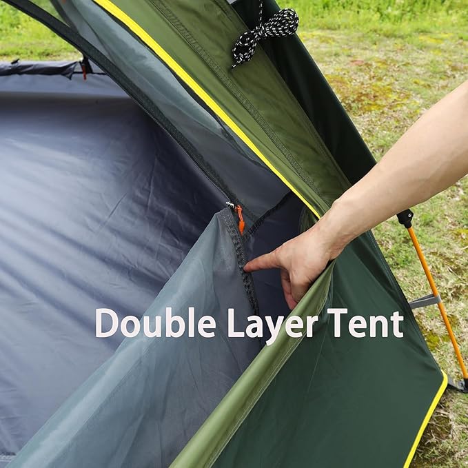 Camping Tent with Instant Setup, 2/3 Person Weatherproof Easy Quick Set Up in 60 Seconds with Rainfly Backpack Tent for Family Camping & Hiking, Upgraded Ventilation,Center Height 66-inch