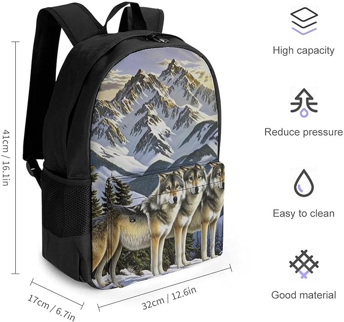 Daypack Bookbag Anti-Theft Multipurpose Large Capacity Bookbag, Alaska Dog Family Mountain Travel Hiking Camping Rucksack With Adjustable Shoulder Straps
