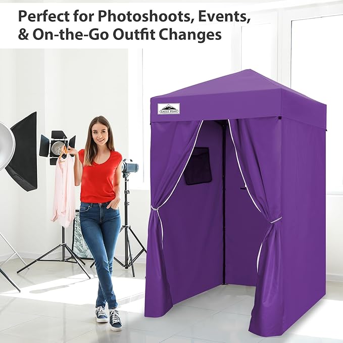 EAGLE PEAK Flex Compact 4x4 Pop-up Canopy Changing Room, Portable Dressing Room, Privacy Changing Tent for Indoor Fashion Photoshoots, Camping, or Pool, Purple