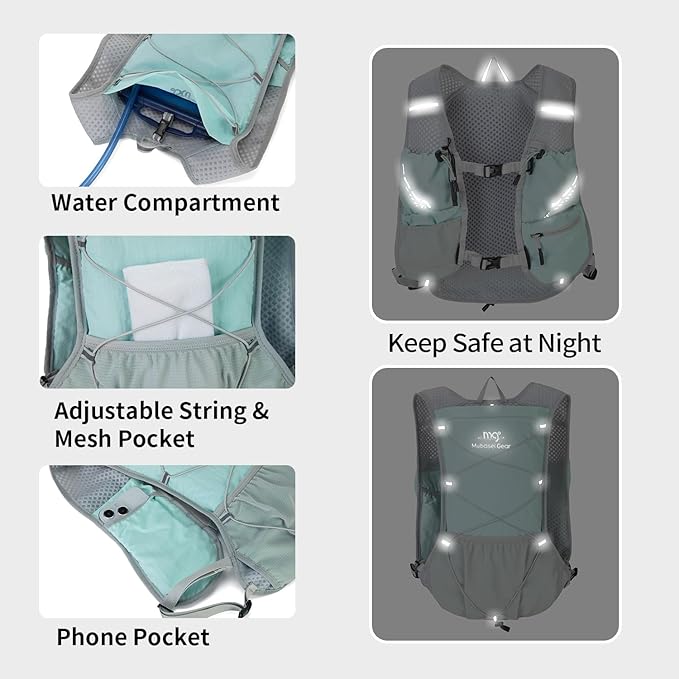 Lightweight Running Vest for Women and Men Hydration Backpack Pack with 1.5L Water Bladder Bag Running Gear Accessories for Hiking Trail Cycling Marathon