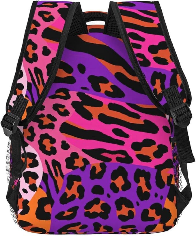 Polyester Daypack for Camping Travel Walking Cycling, Big Capacity Anti-Theft Multipurpose Bookbag, Cheetah Leopard Print Floral Color Camping Outdoor Backpack