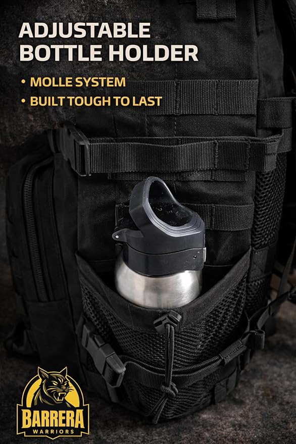 Tactical Backpack 25L Military MOLLE Assault Pack – Waterproof EDC Backpack for Hiking, Camping, Travel & Survival Gear, Bug Out Bag (Black Tactical)