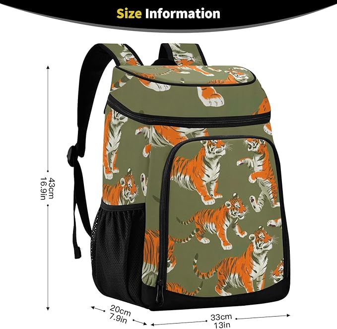 YETTASBIN Leakproof 36 Cans Cooler Backpack for Men Women - Tiger Insulated Backpack Cooler Large Capacity Waterproof Lunch Bag for Hiking, Camping, Beach, Fishing, Work