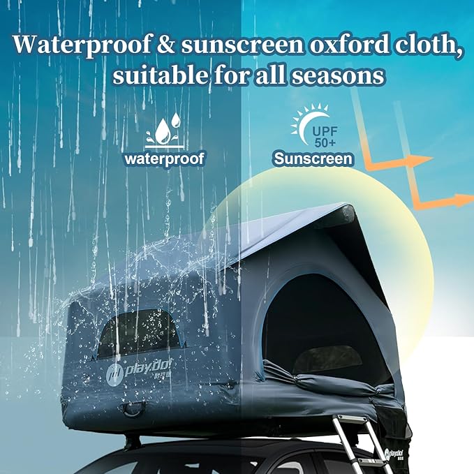 2 Person Inflatable Car Roof Top Tent with Pump,4 Season Waterproof and Sun Resitant Camping Dome Roof Top Tents Camping Tent for SUV, Truck and Universal Cars,Easy Setup