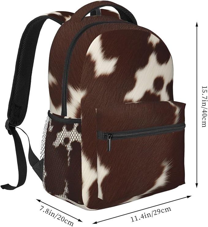 Daypack Backpack Polyester Multipurpose Anti-Theft Cow Print Shoulder Bag Big Capacity Gym Outdoor Hiking Backpack With Smooth Zippers