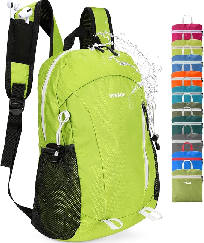 15L Water-resistant Hiking Daypack, Small Backpack Travel Outdoor, Lightweight Day Pack with Tool Loops