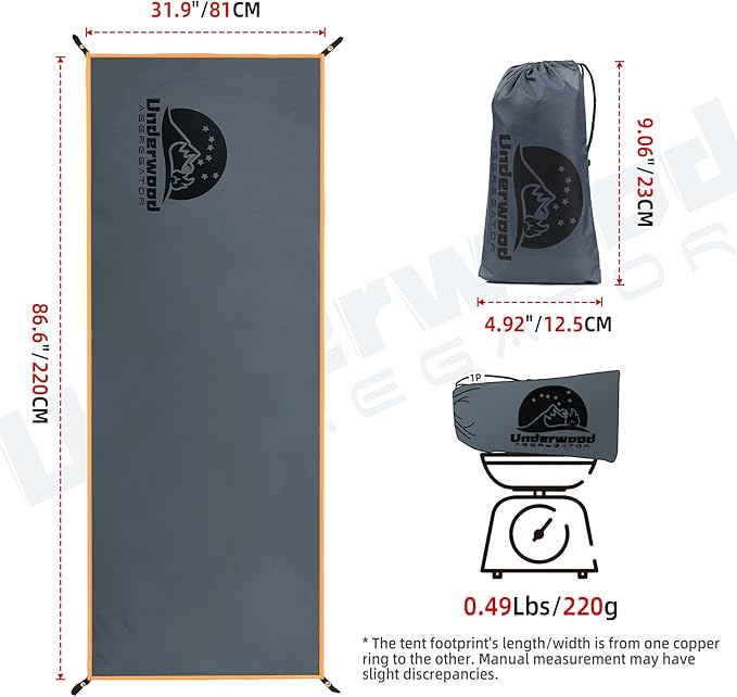 Tent Footprint - Waterproof Camping Tarp with Heavy Duty Grommet, Ultralight Outdoor Tent Floor Mat, PU3000mm Ground Sheet for Backpacking, Hiking, Hammock, Picnic, Beach