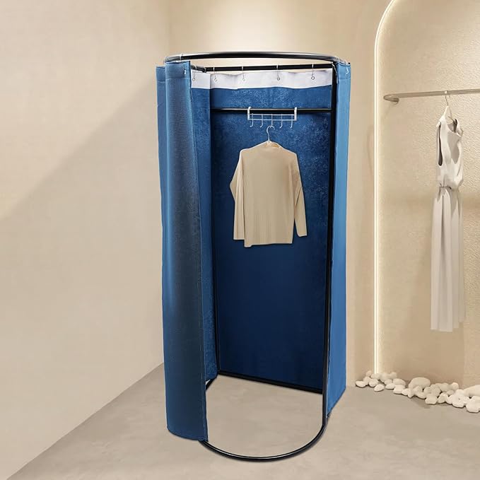 D-shaped Portable Changing Room Tent - Privacy Dressing Room for Indoor Outdoor House Office Shopping Mall (Blue)