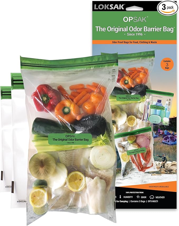 LOKSAK - OPSAK Odorproof Dry Bags for Backpacking, Hiking and Storage- Resealable Reusable and Recyclable Storage Bags (Assorted Sizes 3-Pack)