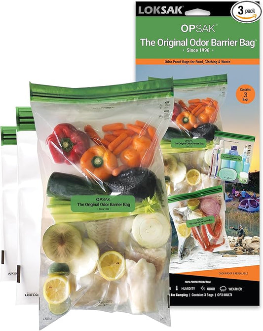 LOKSAK - OPSAK Odorproof Dry Bags for Backpacking, Hiking and Storage- Resealable Reusable and Recyclable Storage Bags (Assorted Sizes 3-Pack)