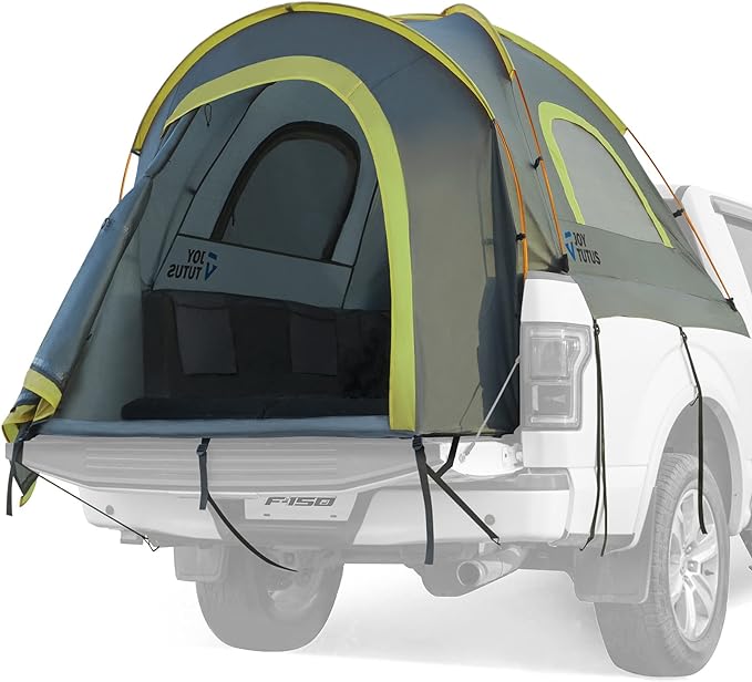 JoyTutus Pickup Truck Tent Aluminum Rod Green+JOYTUTUS Truck Bed Air Mattress 5.5-5.8Ft