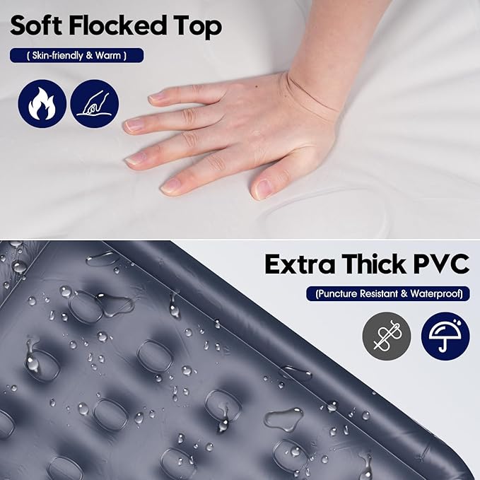 Air Mattress Queen with Built-in Pump, 19" Raised Height, 800 lbs Capacity, 3-Min Fast Inflation, Puncture-Resistant Inflatable Mattress with Storage Bag – Ideal for Guests, Camping & Travel