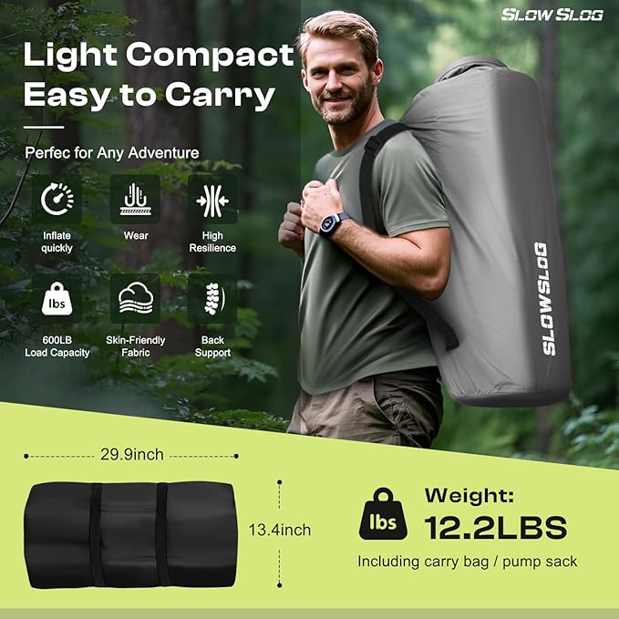 Self-Inflating Sleeping Pad with Portable Electric Air Pump, 4in Thick Memory Foam Camping Mattress for Tent Cot & Car Travel, Fast Inflate & Deflate Camping Pad