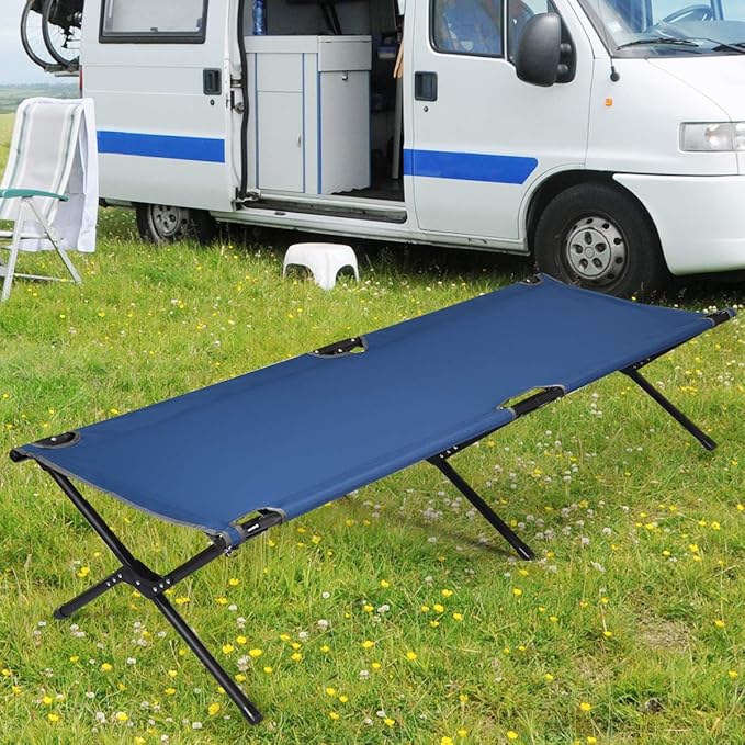 GYMAX Folding Camping Cot, Heavy Duty Portable Military Cot with Oxford Fabric, Foldable Camping Bed for Outdoor Camping Hunting Indoor Office Nap
