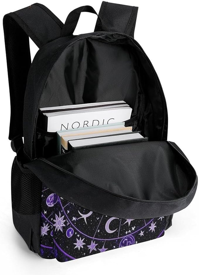 Supdreamc Polyester Daypack Backpack for Sports Travel Running, Big Capacity Anti-Theft Multipurpose Carry On Bag, Zodiac Colorful Constellation Galaxy Art Laptop Book Bag Rucksack
