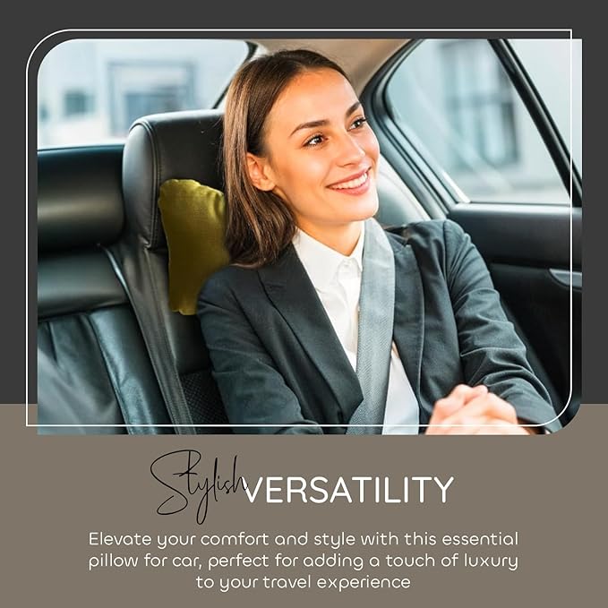 Wear Sierra Car Neck Pillow for Driving Comfort - Soft Microfiber Headrest Cushion with Elastic Strap for Pain Relief and Neck Support - Universal Travel Pillow for Car Seat or SUV