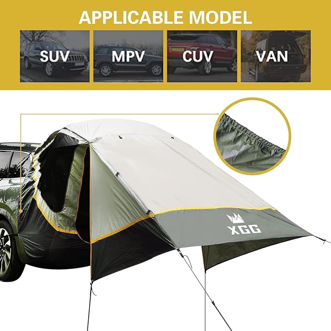 SUV Tent Car Awning, UPF 50++ with Portable Waterproof Storage Bag, Tear-Resistant, Large Space, Good Vision, Smooth Ventilation, Suitable for Outdoor Beach Camping Auto Canopy Shade…