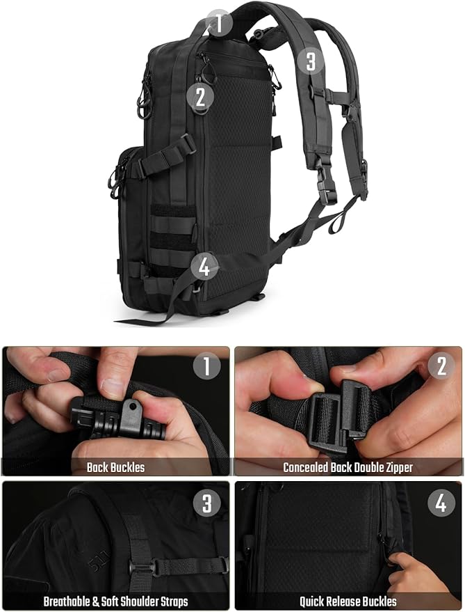 TACTICAL_GEEK ModCase B2 Ultimate EDC Tactical Backpack,14L High-Capacity, Anti-Shock Laptop Compartment, Waterproof, Molle System, for Hiking, Camping, Commuting, Backpacking Daypack Rucksack, Black