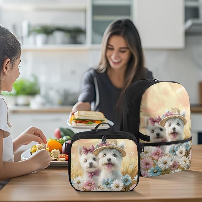 HUGS IDEA Floral Backpack for Girls with Lunch Bag Bookbag for Girls 6-8 Elementary School Backpacks 17 Inch School Bag for Teen Kids Rucksack for Hiking