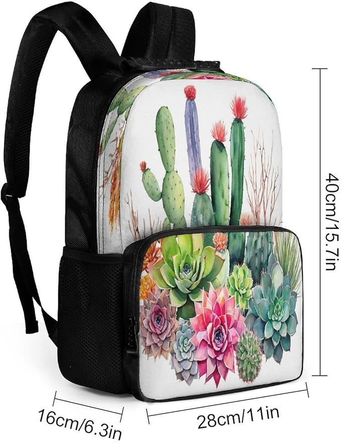 Backpack Polyester Multipurpose Anti-Theft Natural Cactus In Boho Style Flowers Twigs Cactus Shoulder Bag Big Capacity Gym Outdoor Hiking Backpack With Padded Straps