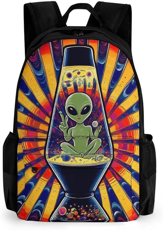 Backpack Lightweight Anti-Theft Multipurpose Trippy Tie Dye Alien Shoulder Bag Large Capacity Travel Hiking Backpack With Padded Straps