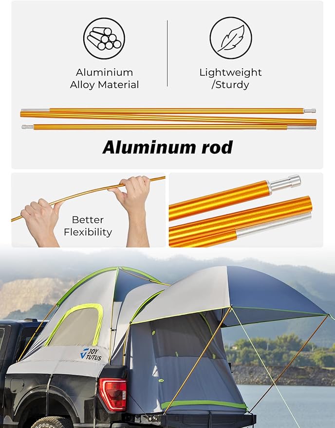 JOYTUTUS Awning Truck Tent 6.5ft+JOYTUTUS Truck Bed Air Mattress for 6-6.5Ft