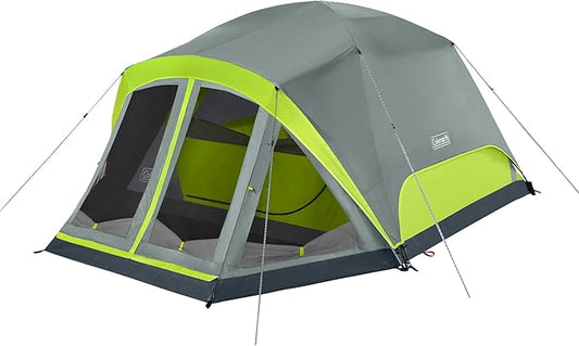 Coleman Skydome Camping Tent with Screened Porch & 5-Minute Setup, Weatherproof 4/6/8 Person Tent with Rainfly & Carry Bag, Made of PFAS-Free Materials