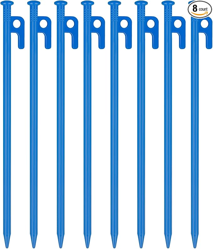 8 Pack Tent Stakes Heavy Duty 12 inch Steel Tent Pegs for Camping Unbreakable and Inflexible